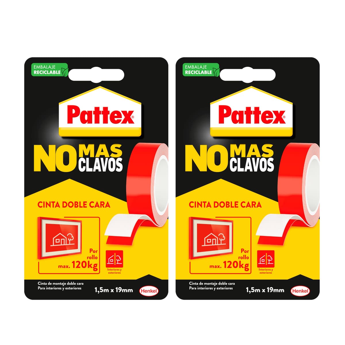 Pattex No Más Clavos Cinta, cinta adhesiva para aplicaciones permanentes, cinta de doble cara extrafuerte, adhesivo de montaje para interior y exterior, 19 mm x 1,5 m — view 10