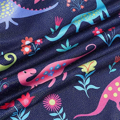 Gymnastics Leotards for Girls Unicorn Pink Purple Sparkly Swimwear Activewear (Blue Dinosaur, 110(3-4 years old)) — view 2