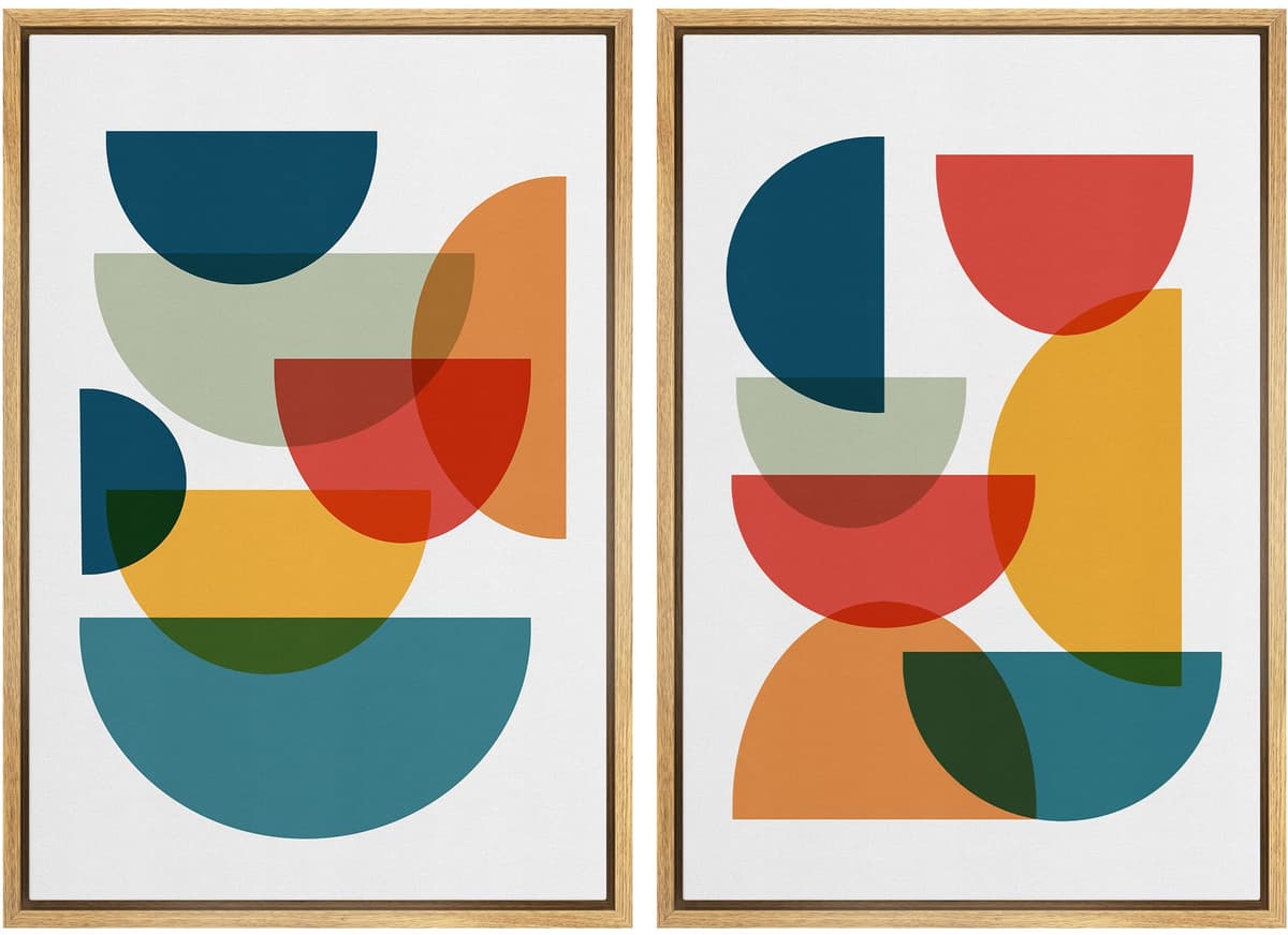 MUDECOR Framed Canvas Print Wall Art Set Watercolor Pastel Duotone Tan Landscape Abstract Shapes Illustrations Modern Art Decorative Contemporary for Living Room, Bedroom, Office - 24"x36"x2 Natural — view 93