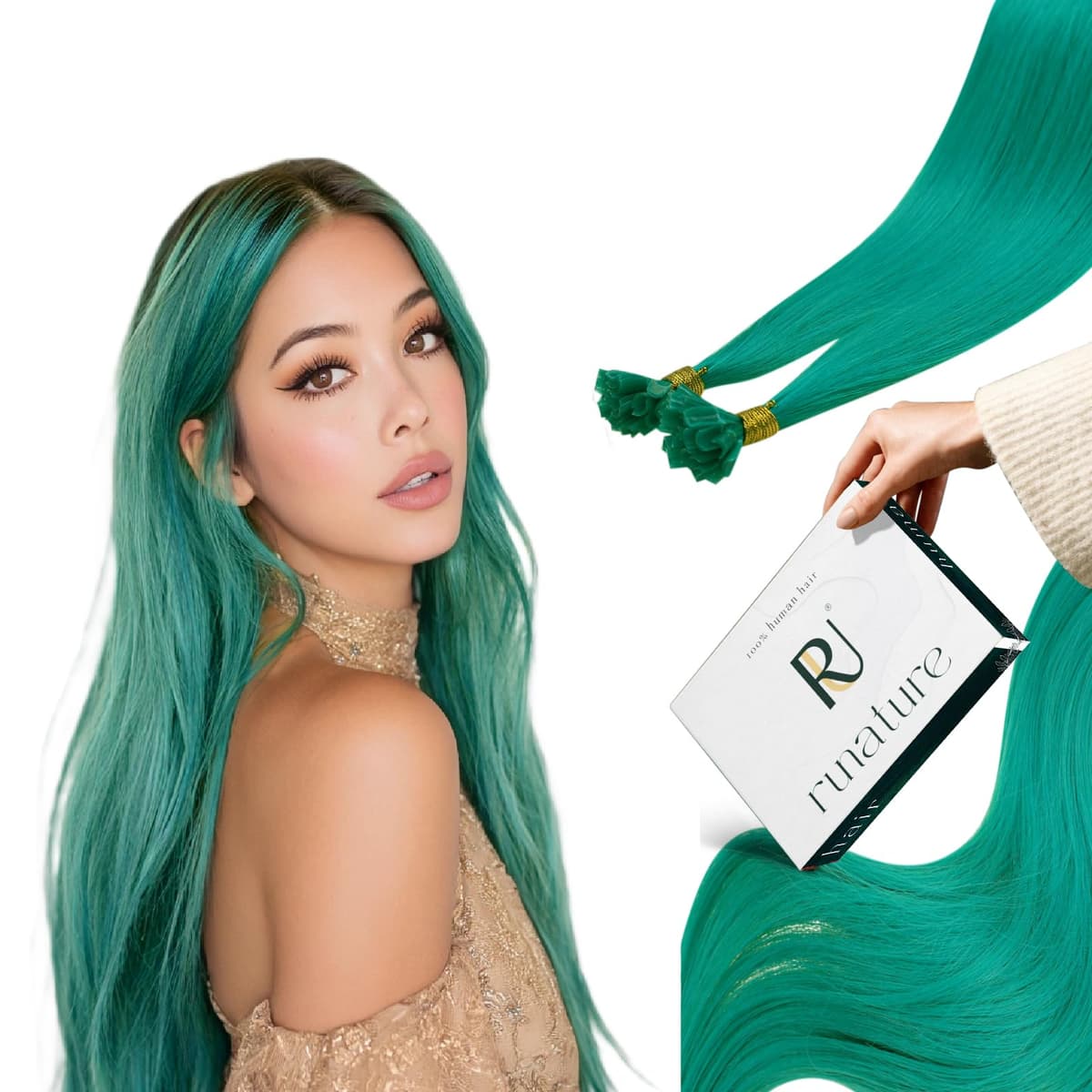 RUNATURE 18 Inch Nano Beads Hair Extensions Real Human Hair Ice Blonde Nano Hair Extensions Real Human Hair White Blonde Invisible Nano Rings Straight Remy Hair 50g 50s #800 — view 24