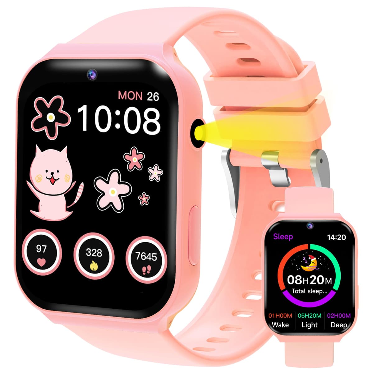 Kids Smart Watch with 18 Educational Games, Sleep Tracker & Camera - 1.83 Inch Touch Screen Fitness Tracker with Pedometer, Alarm, Flashlight for Boys and Girls — view 8
