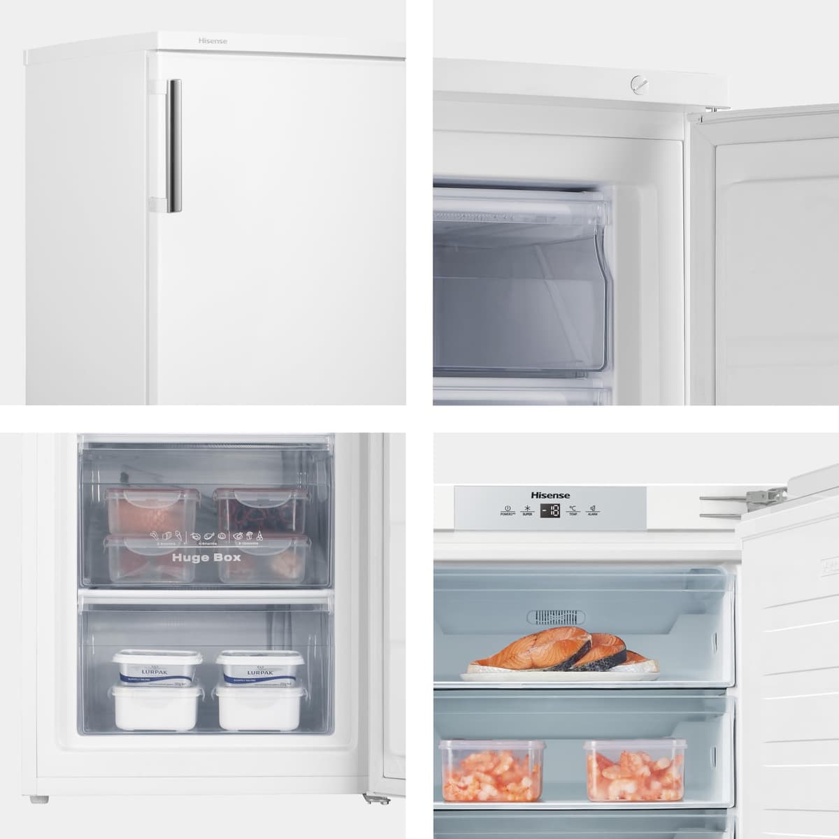 Hisense FV105D4BW21 56cm Under-Counter Freezer, 82-Litre Capacity, Reversible Door, 3 Freezer Drawers, White, E Rated — view 4