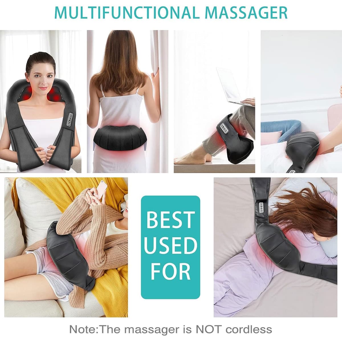 AERLANG Masajeador Cervical y Espalda con Calor Relajante,Amasajeador de Cuello, Hombros y Espalda para Dolor y Relajación, Regalo para Mujeres, Hombres, Mamá y Papá（No es inalámbrico） — view 5