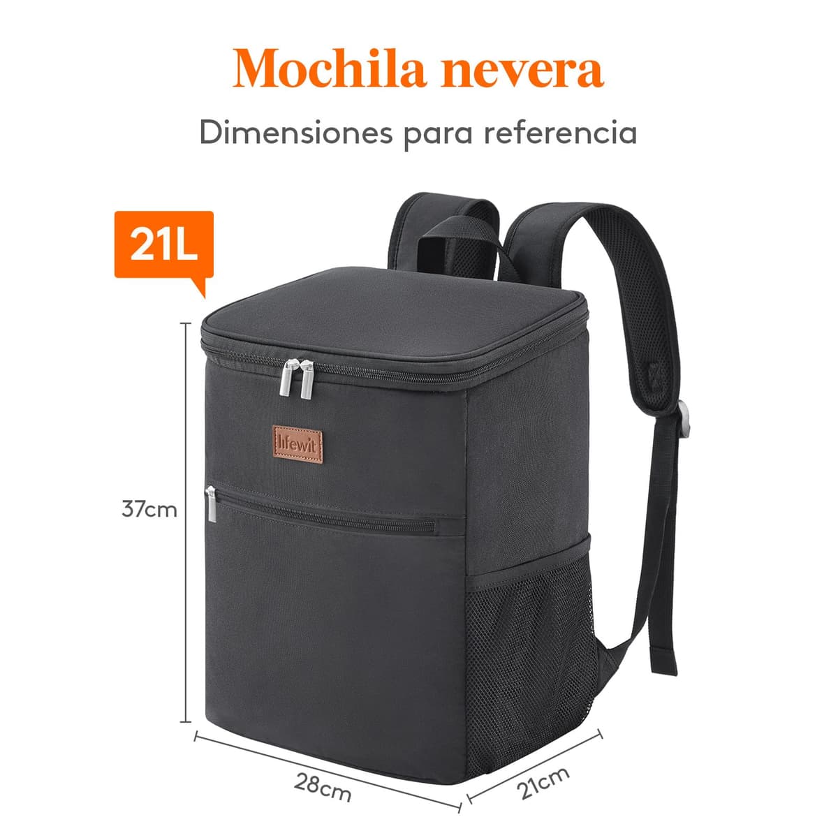 Lifewit Mochila Nevera 24L (30 Latas), Mochilas Neveras Portatil Isotermica, Bolsa Termica Porta Alimentos Impermeable, Cooler Bag para Playa, Picnic, Camping, Viaje, Trabajo, Negro — view 8