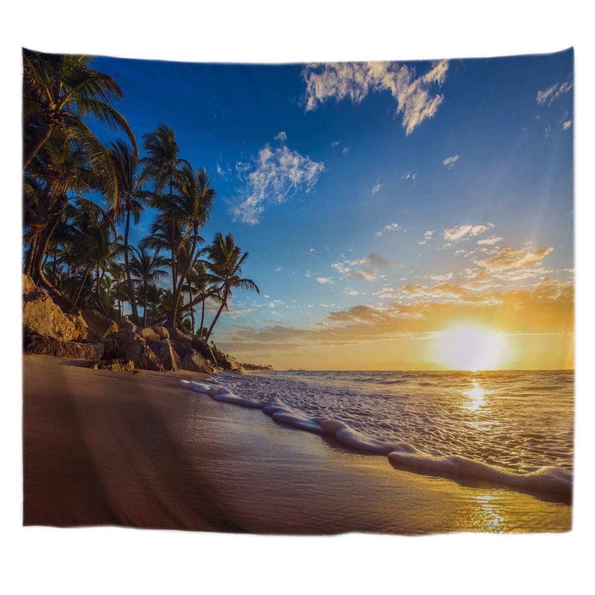 A.Monamour Mermaid And The Sailing Pirate Ship Art Print Fabric Wall Hanging Tapestry Wall Decors Window Curtains For Living Room Bedroom 180X200Cm/71"X80" — view 26