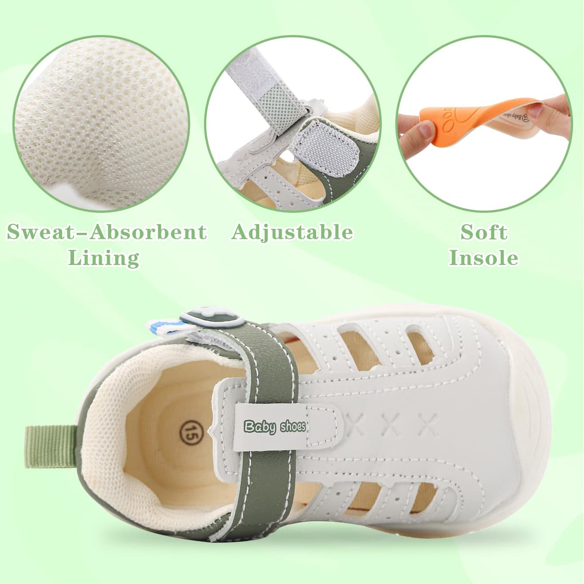 MK MATT KEELY Baby Boys Girls Sandals Toddlers Summer First Walking Shoes Kids Closed Toe Pre Walkers with Anti-Slip Rubber Sole — view 5