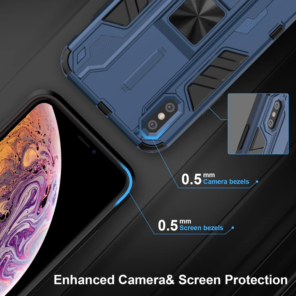 Funda para CMF Phone 2 Pro, Carcasa Antigolpes con Soporte anular metálico, Case Protectora de Grado Militar, Negro — view 1462