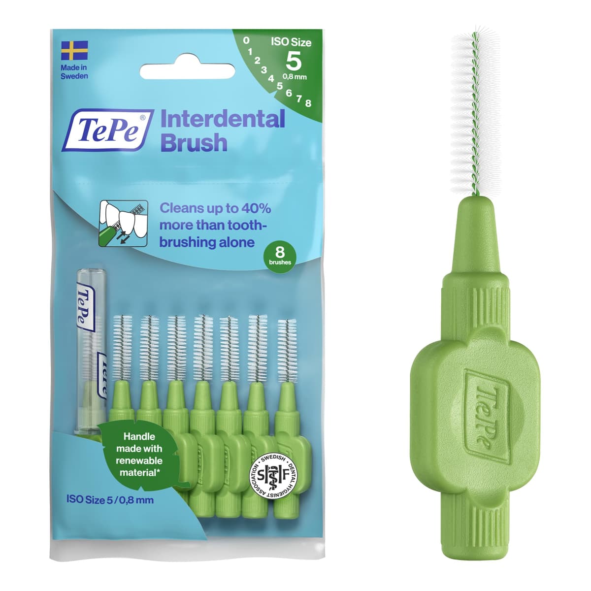 TePe Interdental Brush, Original, Yellow, 0.7mm/ISO 4, 8pcs, efficient Cleaning Between Teeth, Plaque Remover and Dental flosser for Small Gaps — view 36