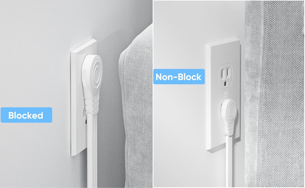 Short Extension Cord 1ft - Olcorife Flat Plug Power Strip with 6 Outlets 3 USB Ports(1 USB C), Small Outlet Extender for Travel Dorm Room Essentials, White — view 7