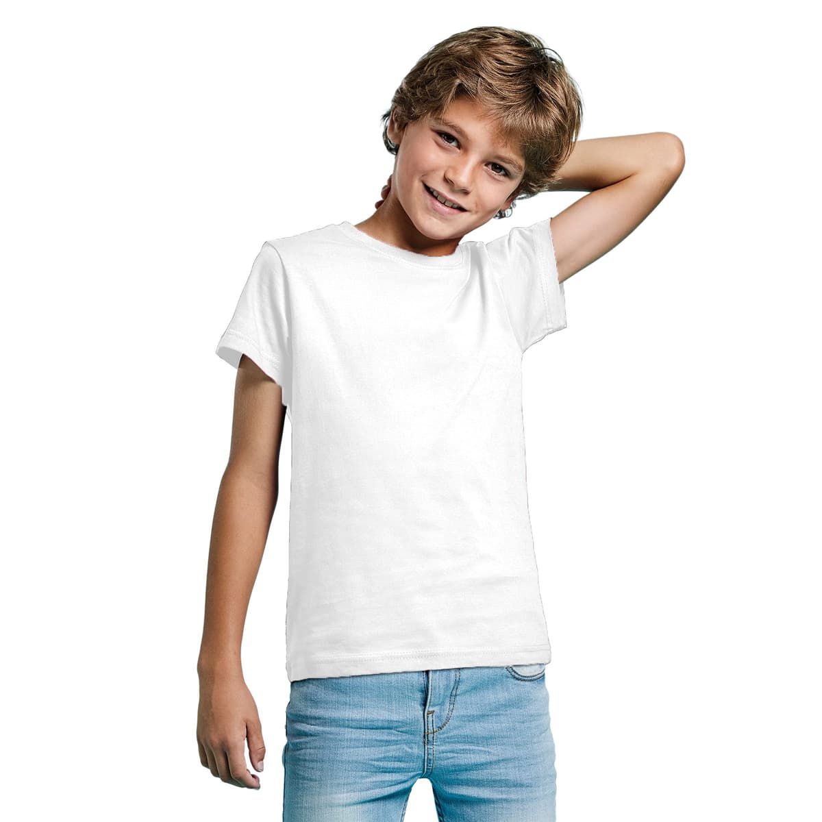 Camiseta de Colores Manga Corta 100% Algodón para niños - Camiseta Unisex Cuello Redondo, cómoda, Suave, Lisa y Elegante — view 9