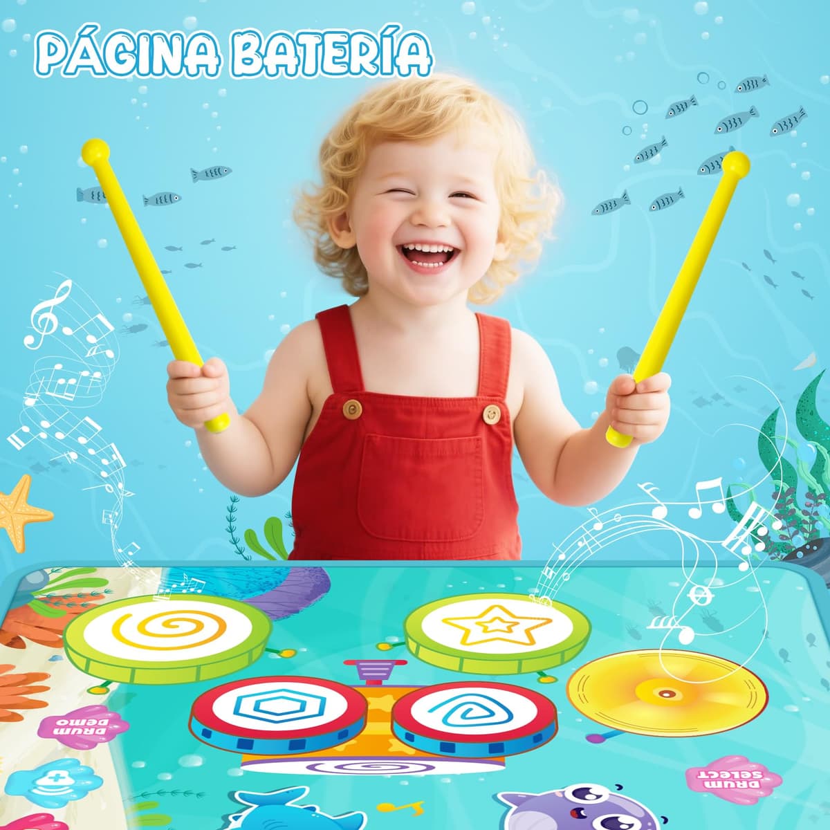 kidmance Juguetes 1 Niños Año, Alfombra Musical para Bebés con Piano, Tambor y 6 Animales Marinos, Regalo Ideal para Bebé Niños de 1 a 3 Años (Cumpleaños, Navidad, Bautizo) — view 3