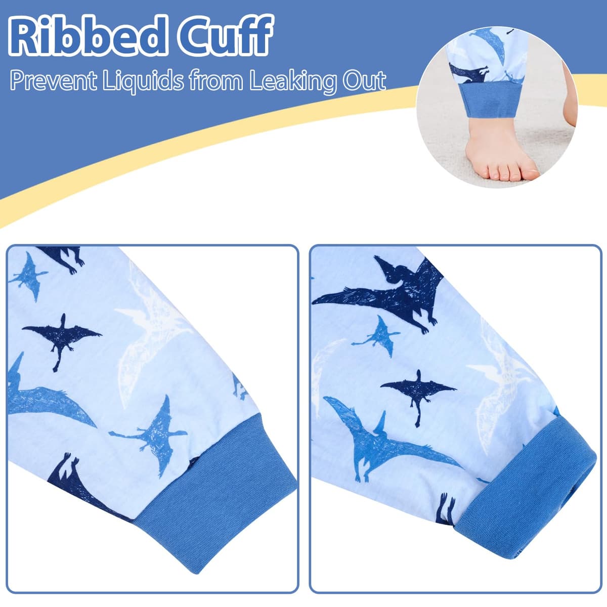 FLYISH DIRECT Potty Training Pants in Trouser Style, 2 Pieces of Waterproof Diaper Skirt, Absorbent Cotton Reusable Toilet Training Pants 3-5 Years, Train & Pterosaur, M — view 3