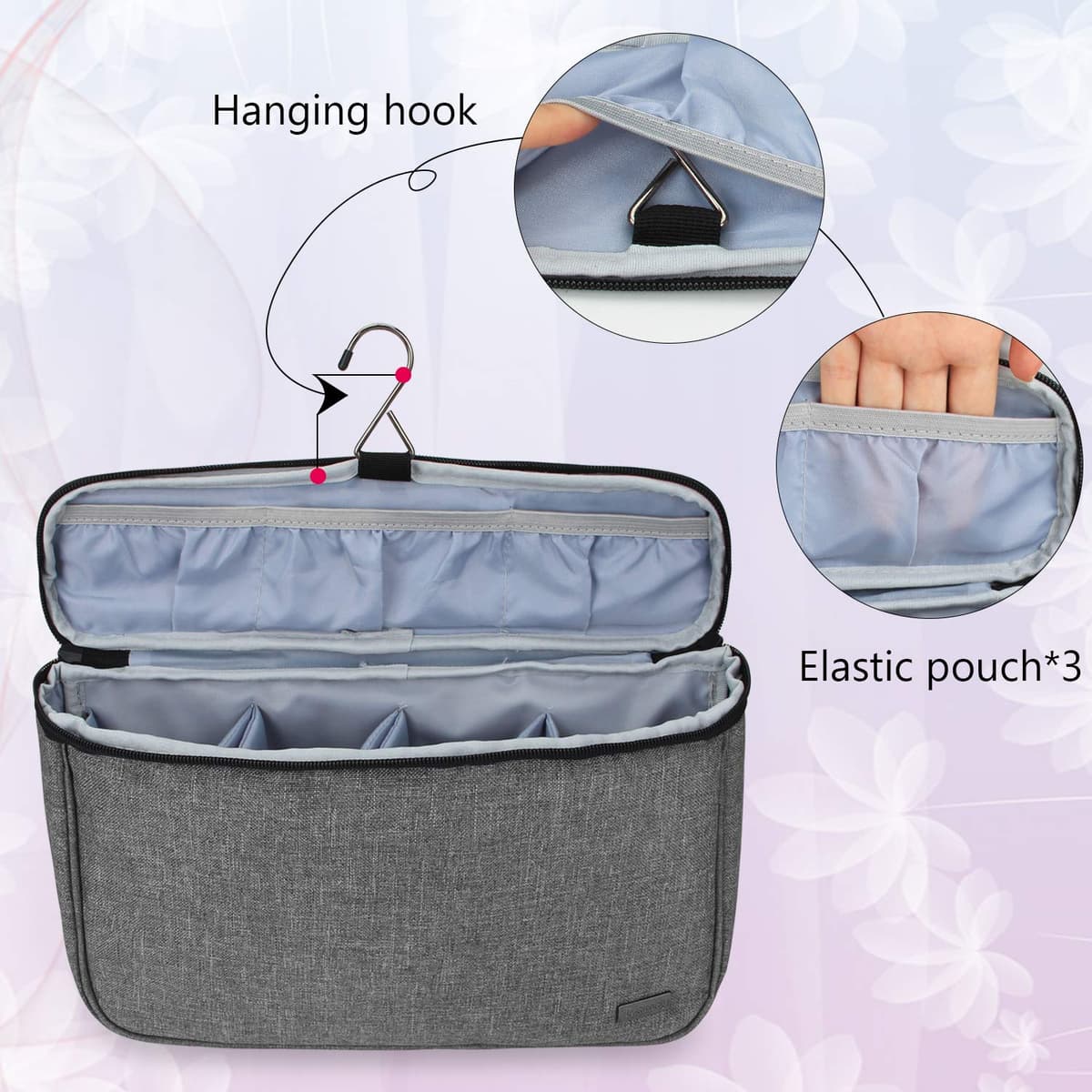 Teamoy Bolsa Viaje de Rizador de Pelo, Organizadora de Viaje para Accesorios Styler, Bolsa Cepillo Rizador de Pelo, Bolsa para Rizador Secador, Gris — view 3