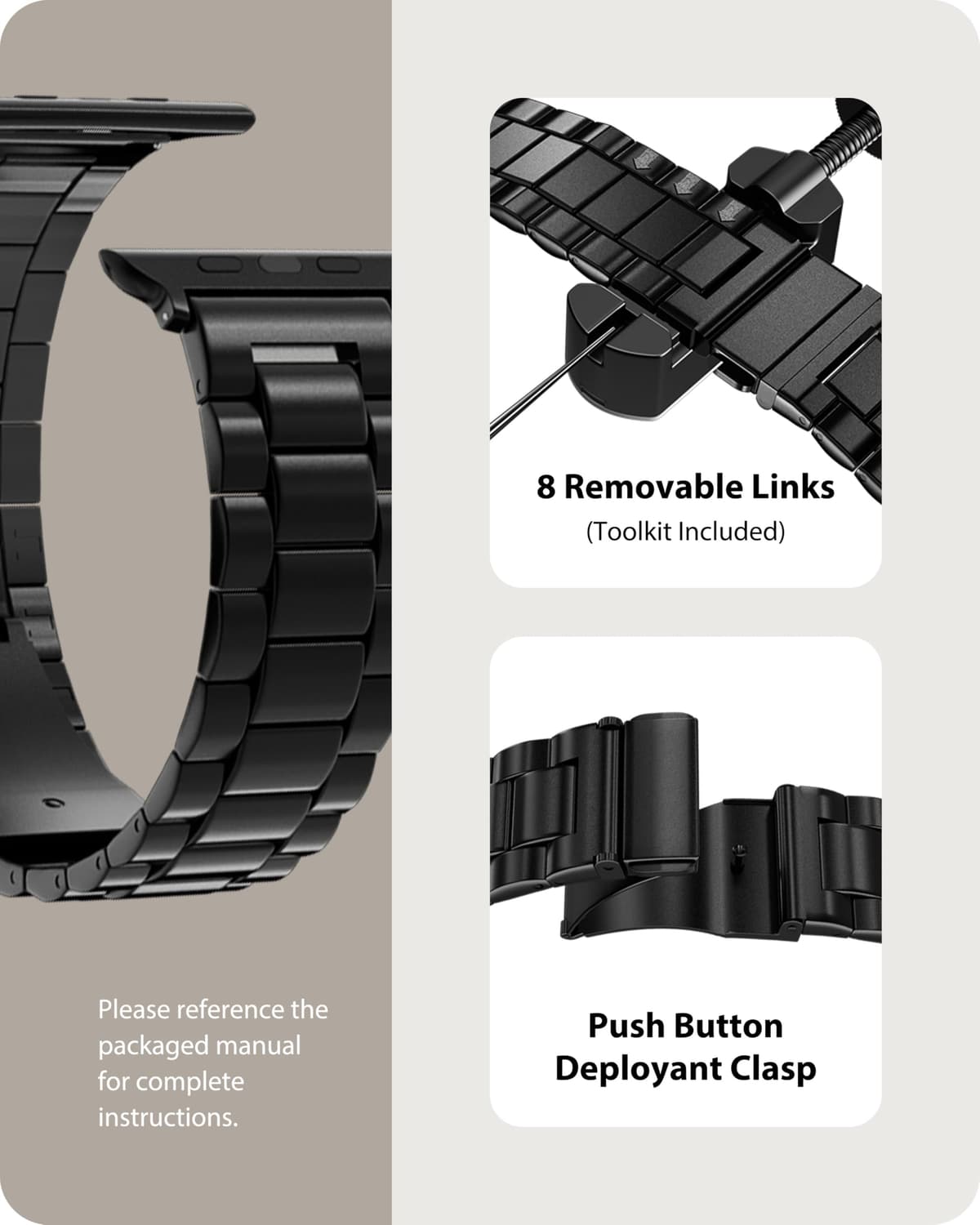 Fullmosa Metal Band with Case for Apple Watch 45/44/42/46/49/41/40/38mm — view 4