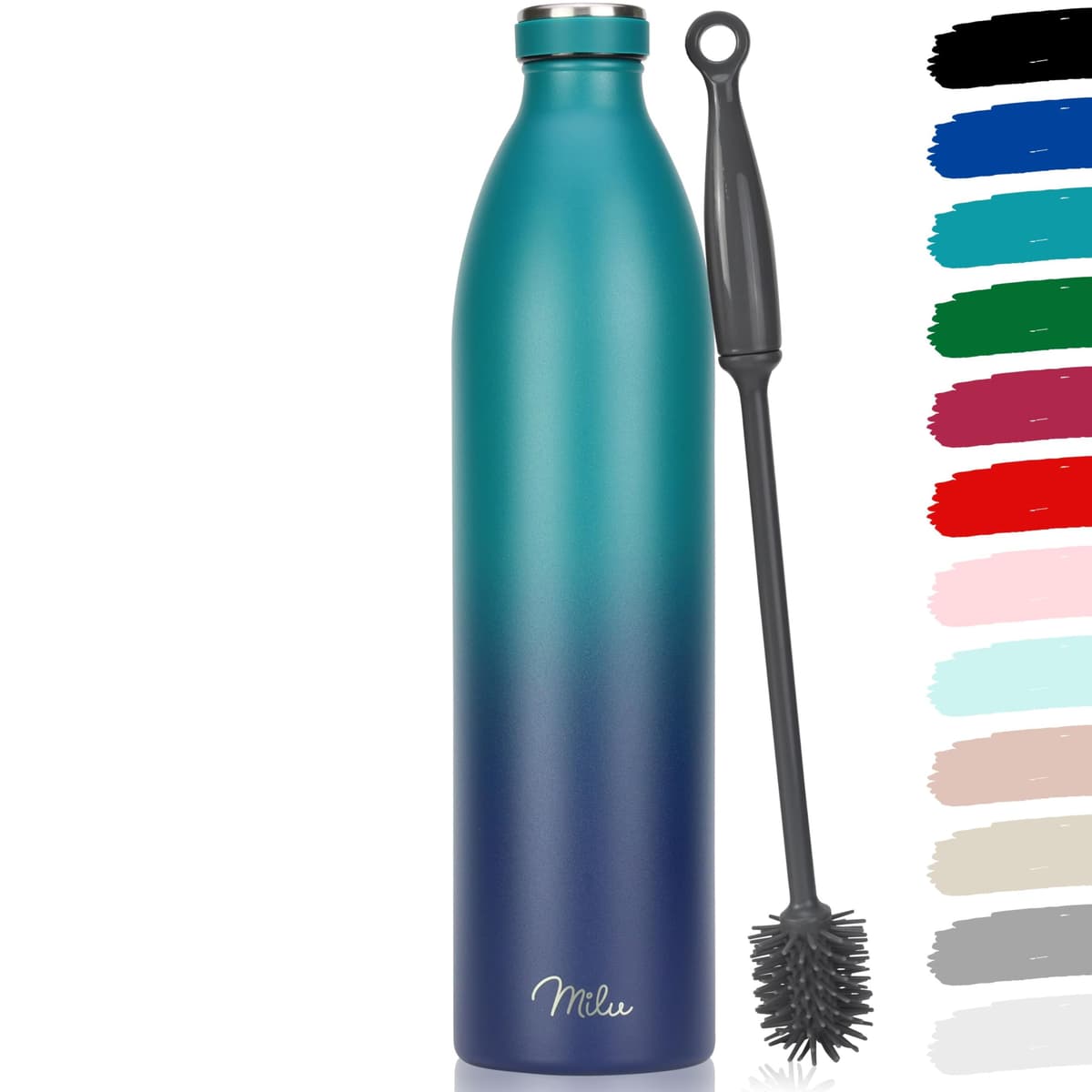 Milu Stainless Steel Drinking Bottle 1500 ml - Insulated Thermo Flask for Water - Leak Proof, Insulated and Double Walled, Carbonated (Granite Navy Blue, 1,5L) — view 79