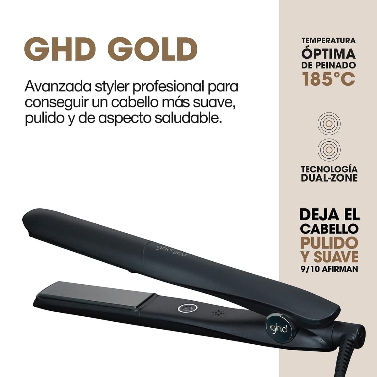 ghd Gold - Plancha de Pelo Profesional Para un Cabello Liso y Brillante - Para Todo Tipo de Cabello - Color Negro, (Enchufe Europeo) — view 2