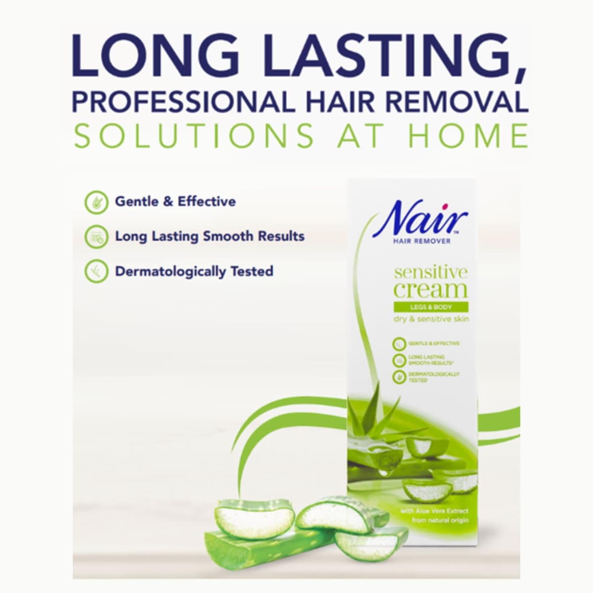 Nair Sensitive Hair Removal Cream Multipack for Dry & Sensitive Skin – Legs & Body with Argan Oil & Aloe Vera – Gentle Nair Hair Removal Cream – 100ml x 4 — view 2