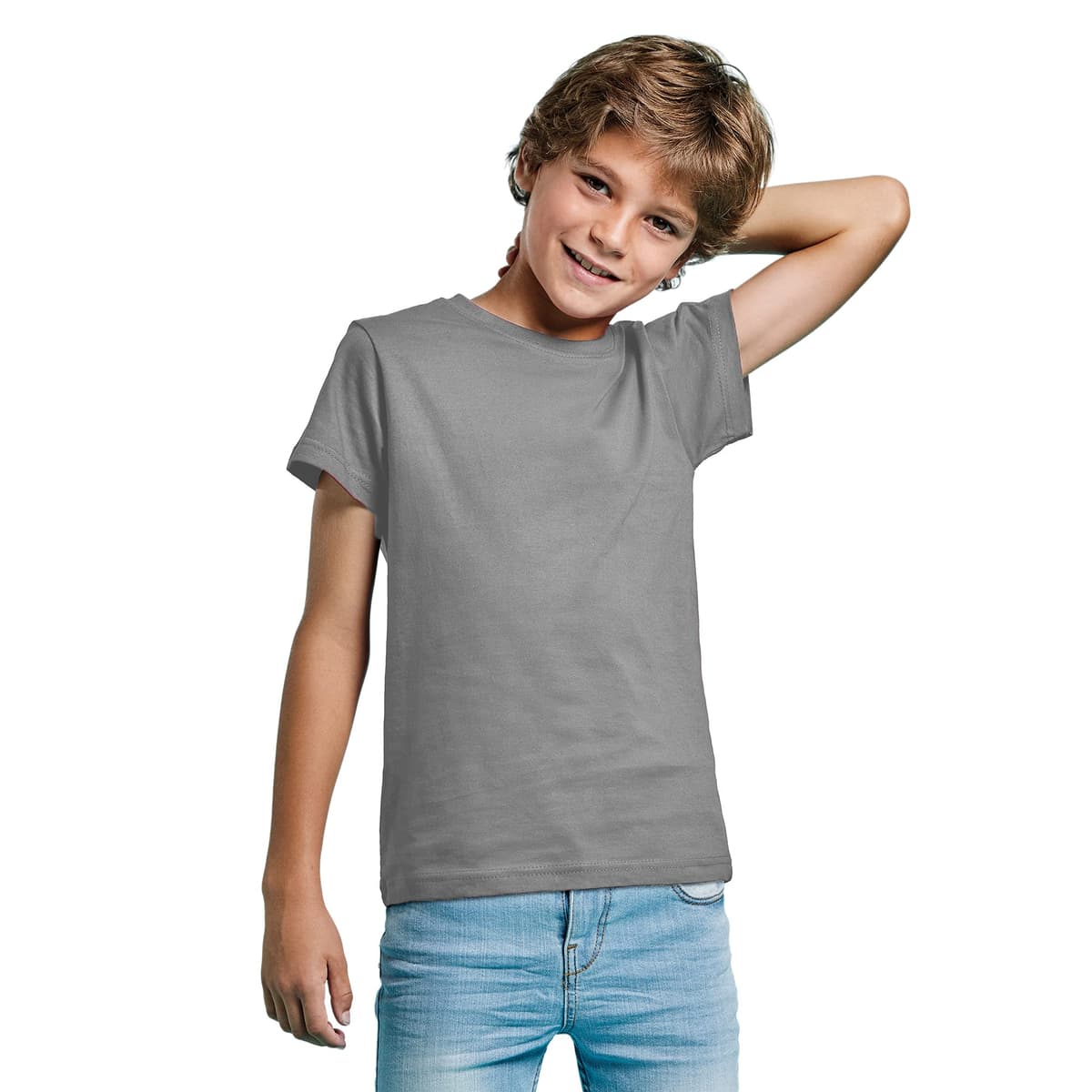 Camiseta de Colores Manga Corta 100% Algodón para niños - Camiseta Unisex Cuello Redondo, cómoda, Suave, Lisa y Elegante — view 7