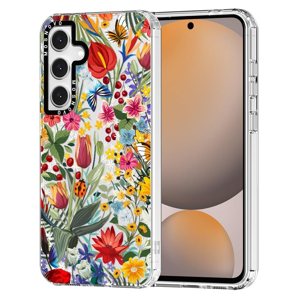 MOSNOVO Case for Samsung Galaxy S24 FE, [Buffertech 6.6ft Military-Grade Drop Protection] [Anti Peel Off Tech] Clear TPU Bumper Phone Case Cover Design - In The Garden