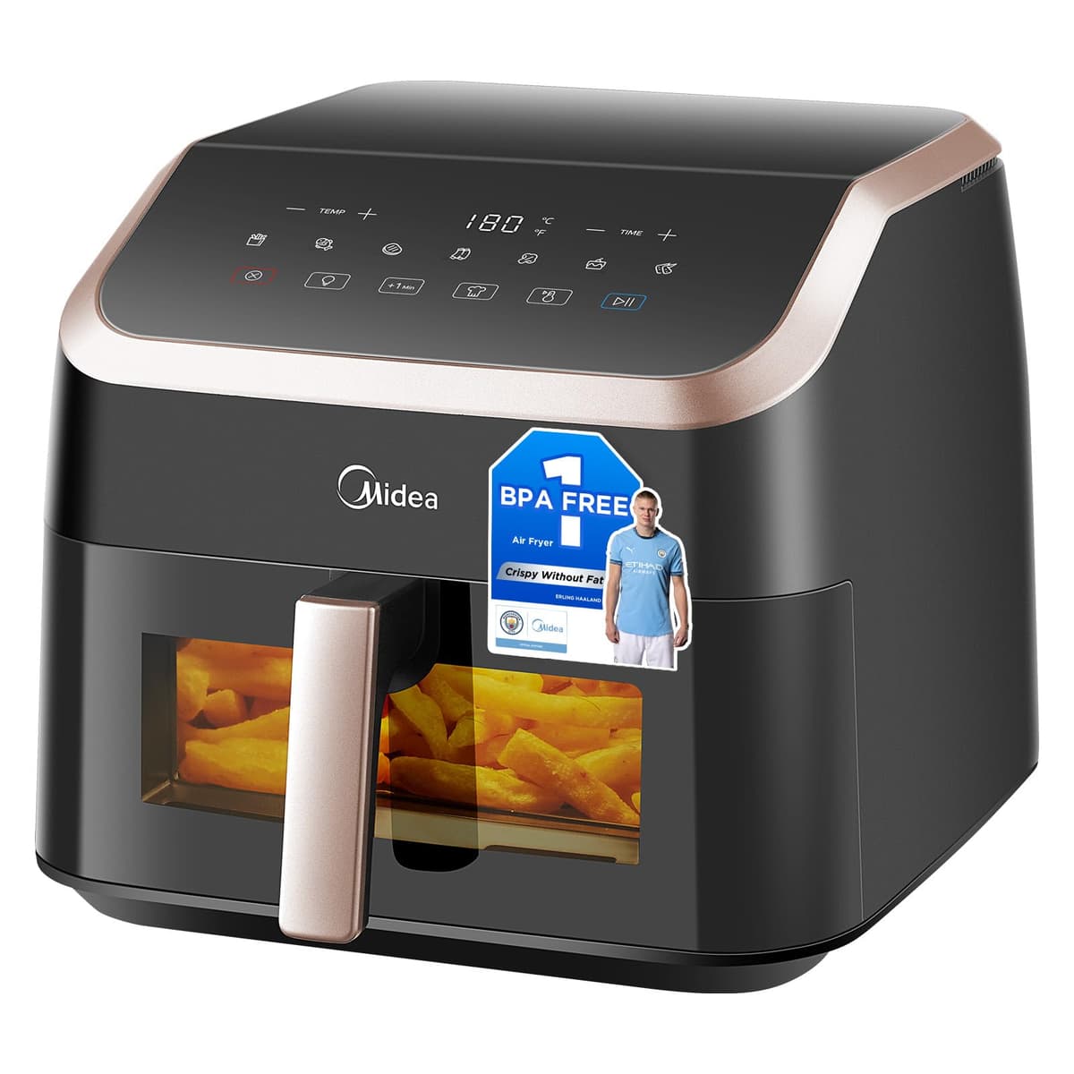 Midea Compact 2L Air Fryer – 12 Preset Menus, Adjustable Timer, 80-200°C Temperature Control, 1150W, Dishwasher-Safe Non-Stick Basket, BPA-Free, Space-Saving Design – Ideal for Small Kitchens (Black) — view 13