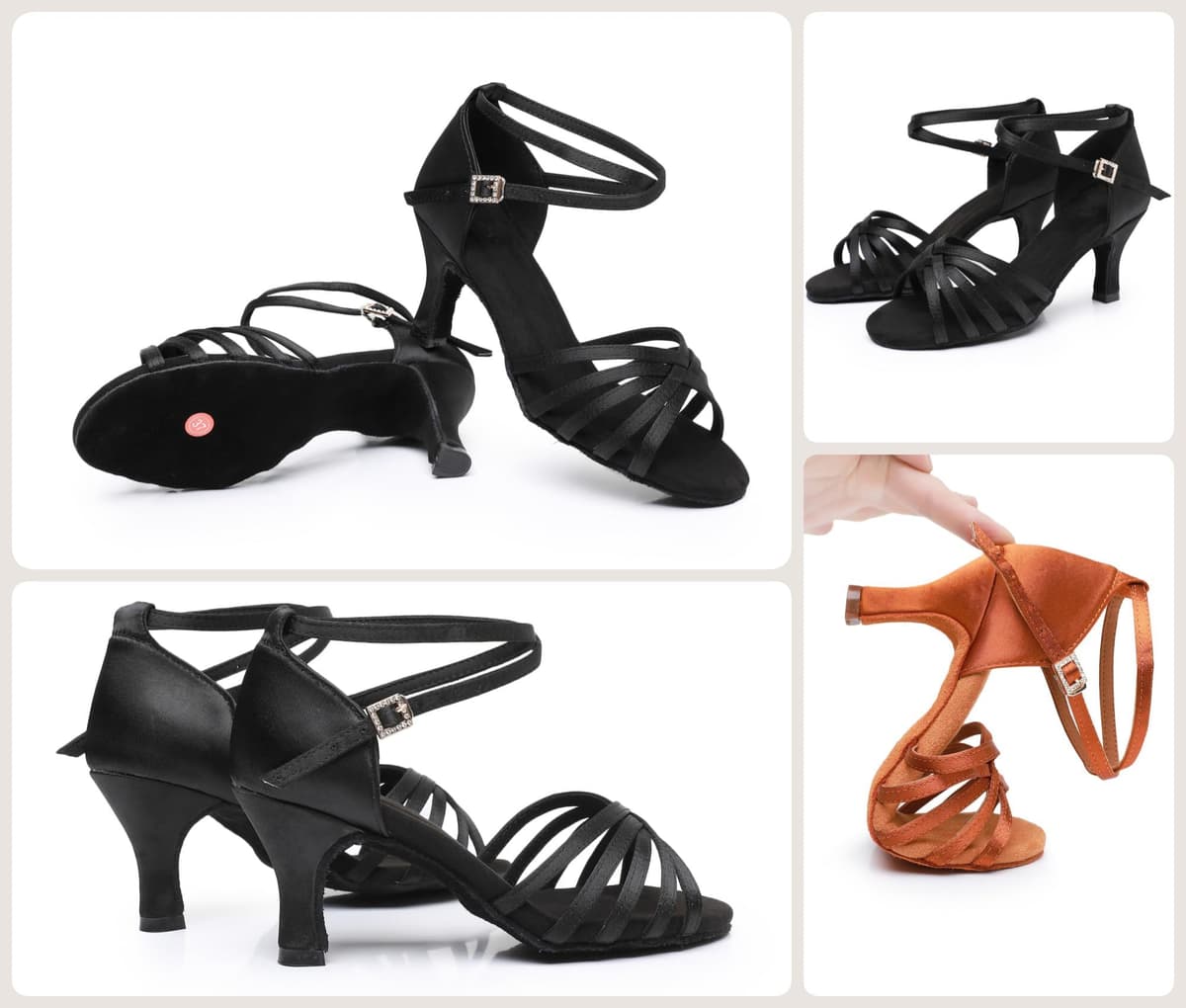 Rosefinch Zapatos de Danza Latina para Mujer Negro Profesional Zapatos de Baile de salón de Fiesta de Salsa de Baile práctica de Rendimiento Zapatos tamaño — view 4