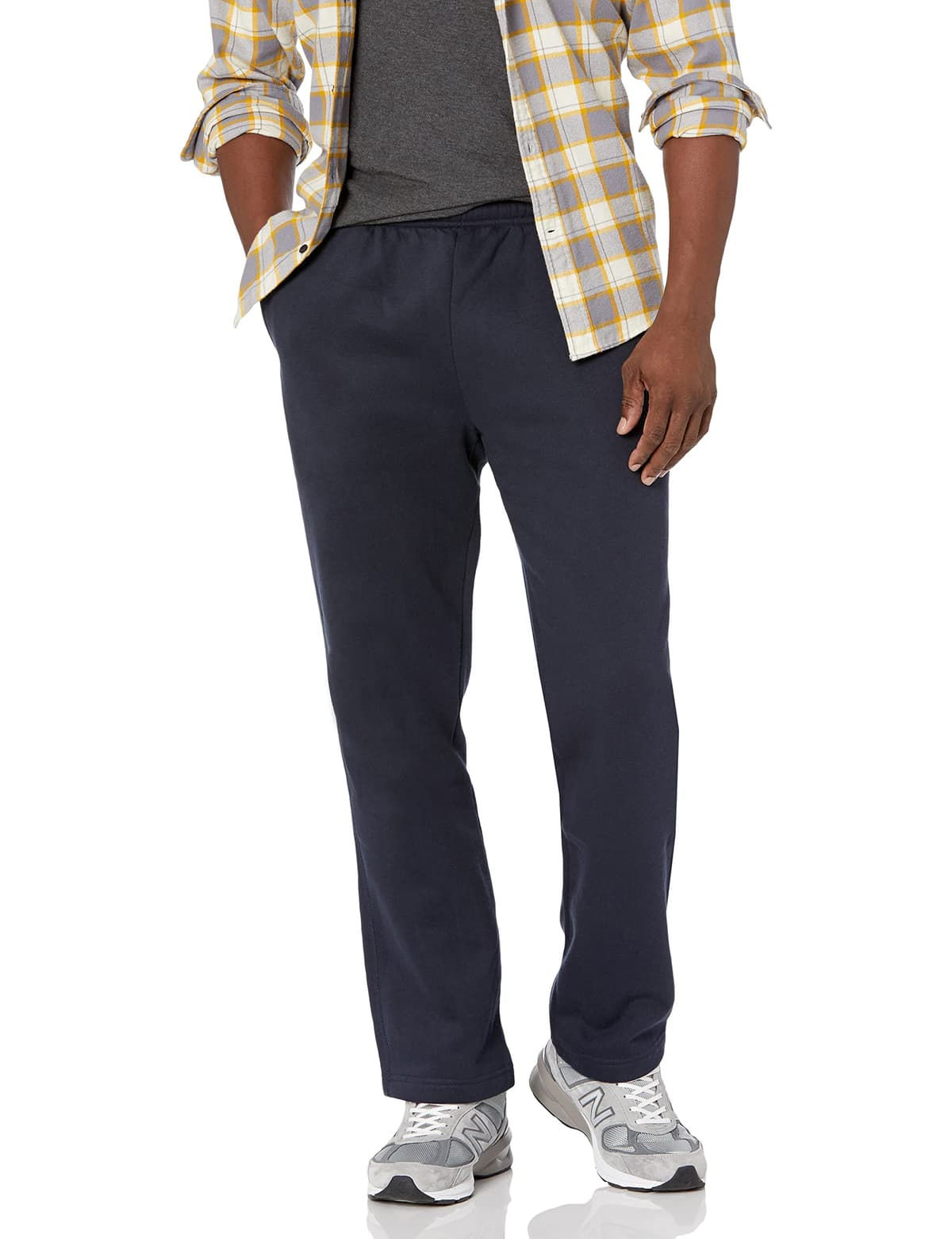 Amazon Essentials Pantalones Deportivos de Forro Polar con Parte Inferior Abierta (Disponibles en Tallas Grandes y Largos Especiales) Hombre