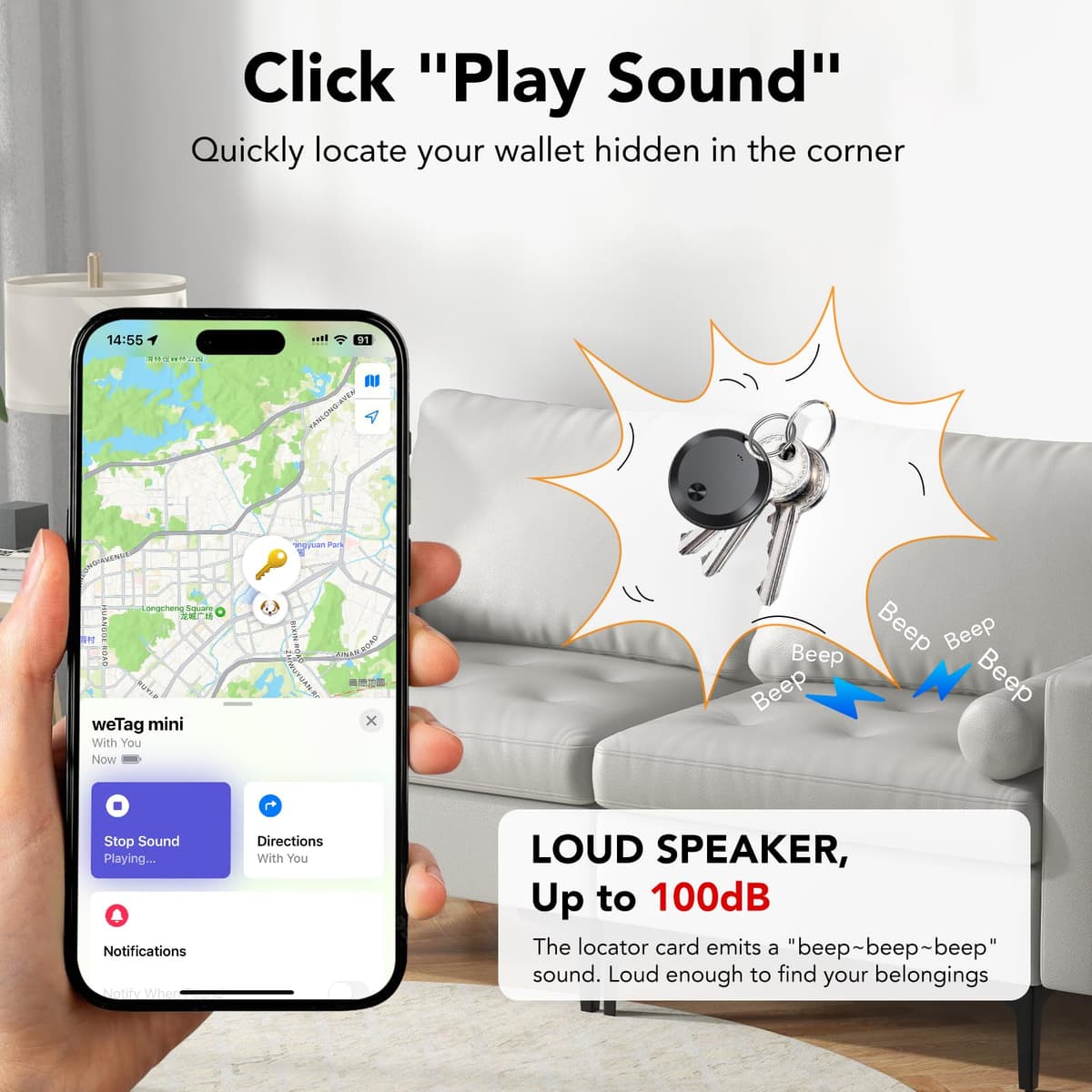 Air Tracker Tags-4 Pack: Smart Bluetooth Tracker, Item Finder Works with Apple Find My (iOS Only) App, Trakcer Tag Locator for Keys, Luggage, Satchel, Backpack etc. (Not for Android Devices) — view 3