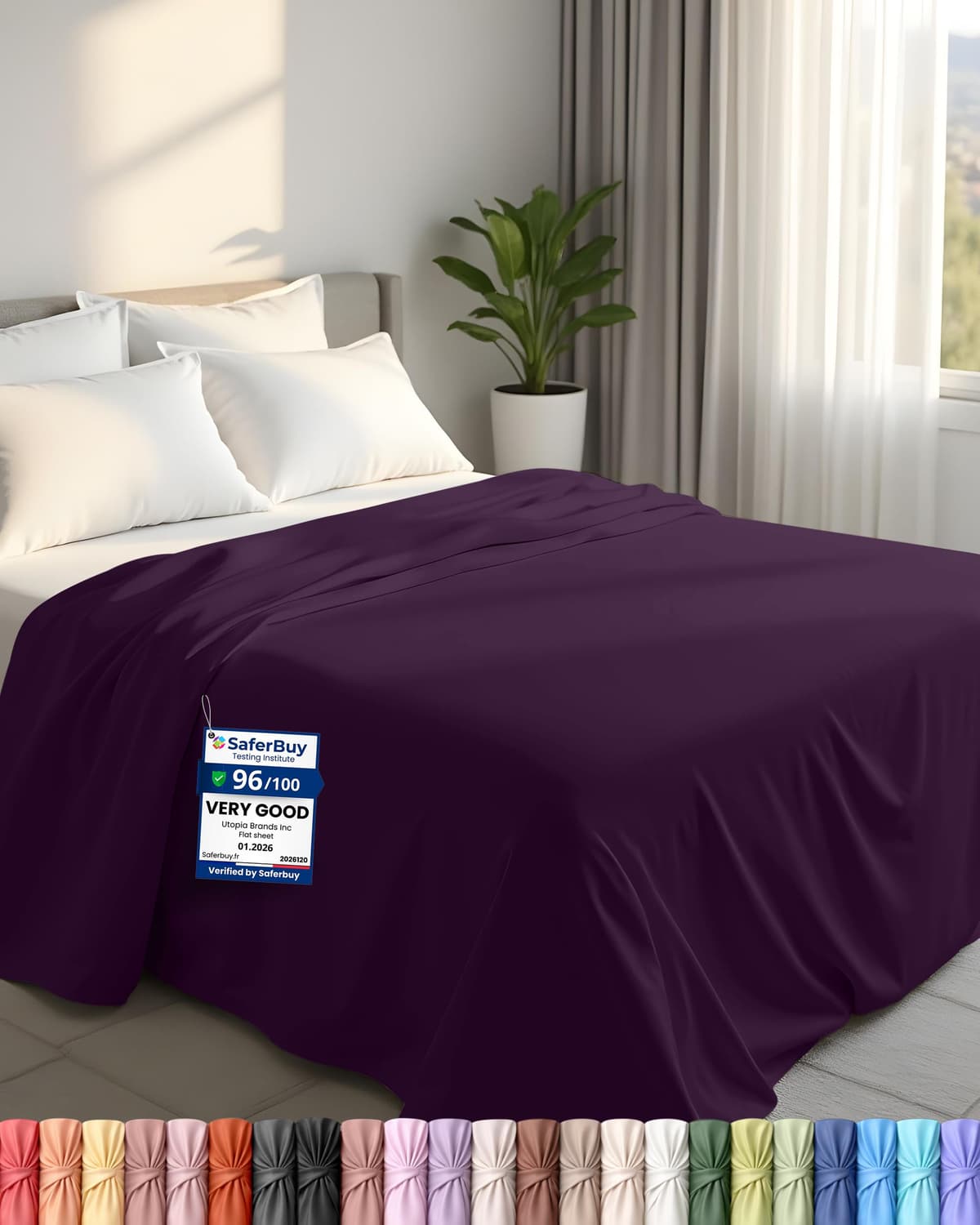Utopia Bedding - Flat Sheet Double - Easy Care Soft Brushed Polyester - Microfiber Fabric - Wrinkle, Shrinkage, and Fade Resistant - White — view 20