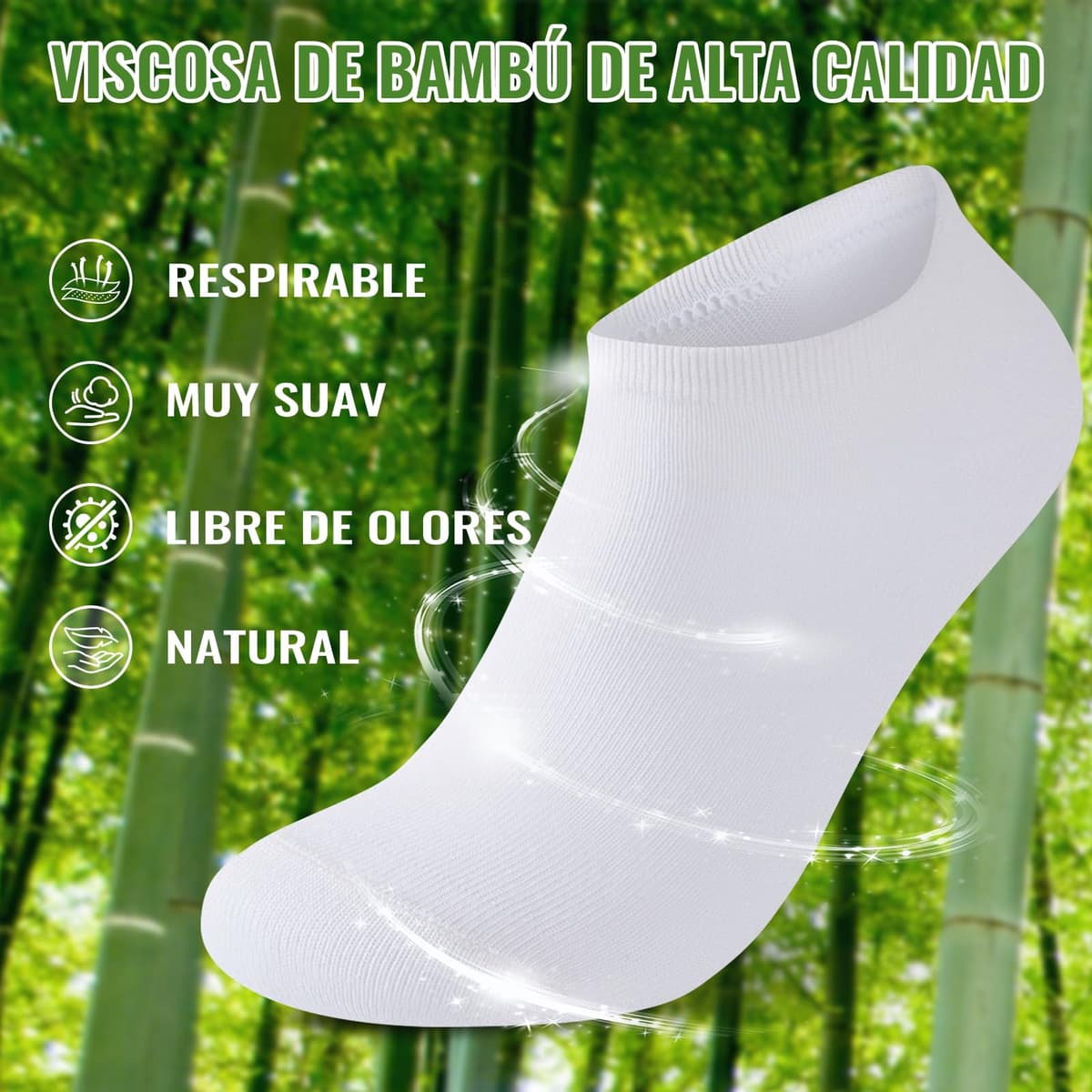 10/20 Pares Calcetines Tobilleros Hombre Mujer De Bambú – Calcetines Cortos Hombre Verano, Absorción Humedad, Ultra Suaves, Transpirables, Anti-Sudor, Negro | Blanco | Gris | Azul — view 3