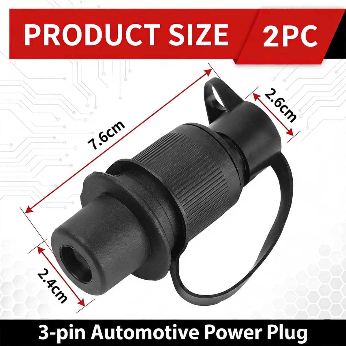 Enchufe de remolque (3 pines, 12 V, conector de enganche de 3 pinos, macho, para coche, conector de remolque de 3 polos, resistente al agua, para coches agrícolas, camiones, caravanas — view 2