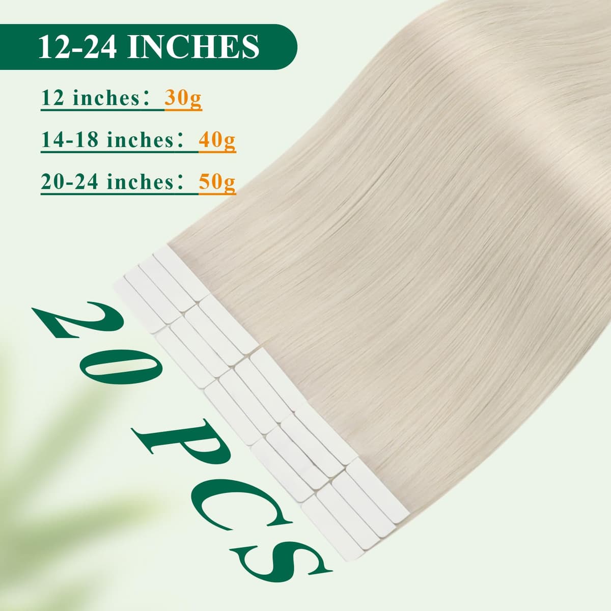 Easyouth Blonde Tape in Hair Extensions Human Hair Seamless Human Hair Tape ins Extensions White Blonde Tapes in Human Hair Extension with Natural Look 18Inch 20Pcs 40g — view 3