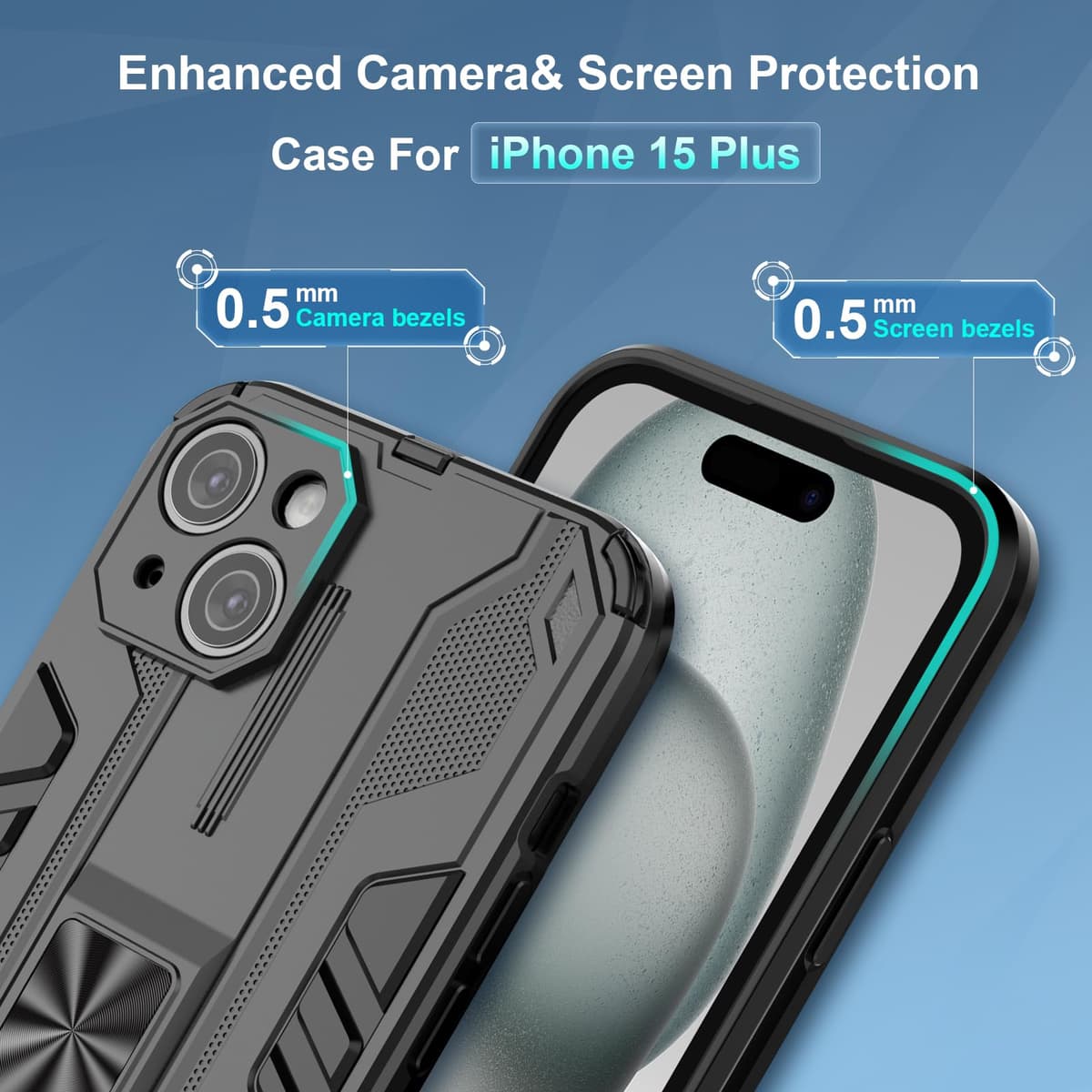 Funda para CMF Phone 2 Pro, Carcasa Antigolpes con Soporte anular metálico, Case Protectora de Grado Militar, Negro — view 661