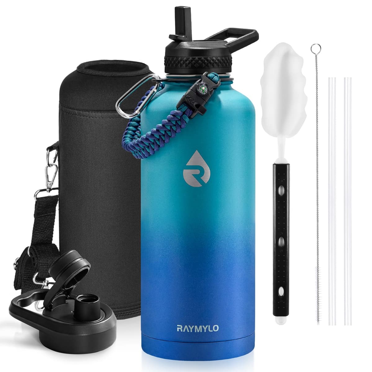 RAYMYLO One Gallon Water Bottle Insulated, Triple Walled Vacuum Stainless Steel (Cold for 48 Hrs), Leak Proof & Non-BPA, Large Water Flask Jug with Paracord Handle & Straw Spout Lids — view 39