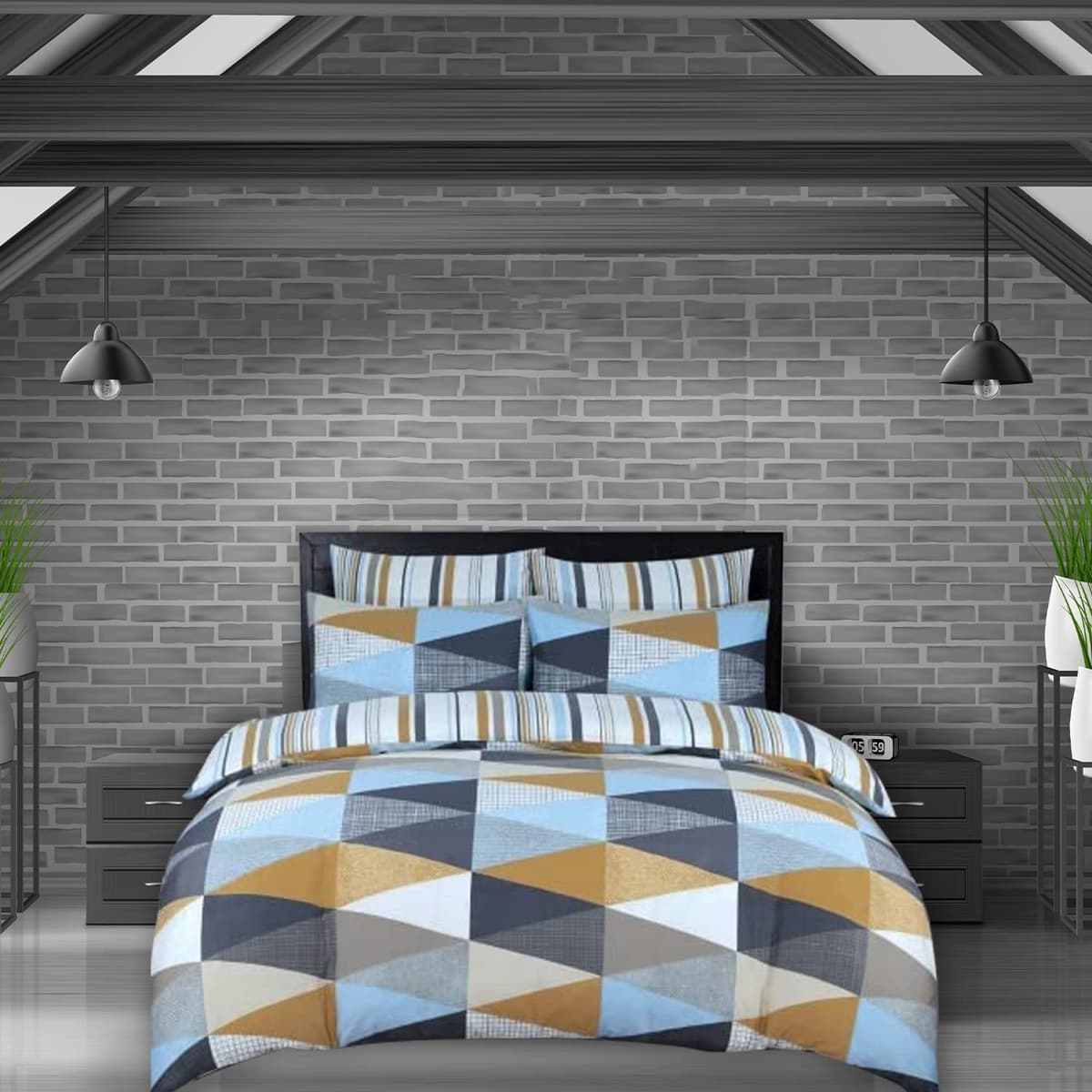 DTEX HOMES Double Duvet Set 100% Pure Cotton Reversible Printed Hotel Quality Duvet Cover Ultra Soft Easy Care double bedding Set Super Soft and Luxury Duvet Cover Sets (Balia Silver) — view 23