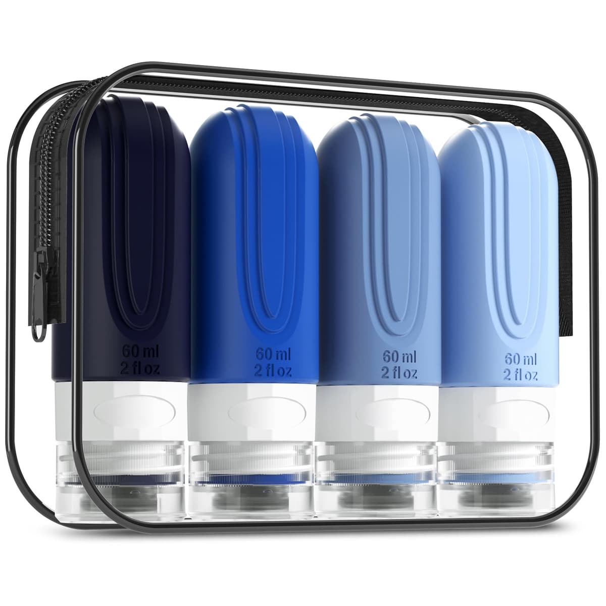 Mrsdry Travel Bottle for Toiletries, Small 60ml Silicone Travel Size Bottles, Leak Proof Refillable Containers for Liquid Shampoo, BPA Free Travel Accessories with Clear Bag (4 Pack)