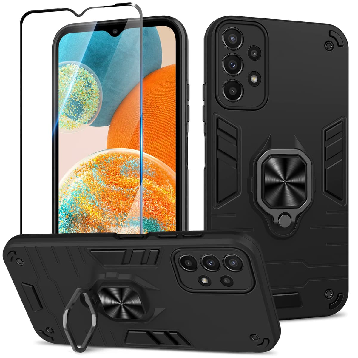 Funda para CMF Phone 2 Pro, Carcasa Antigolpes con Soporte anular metálico, Case Protectora de Grado Militar, Negro — view 684
