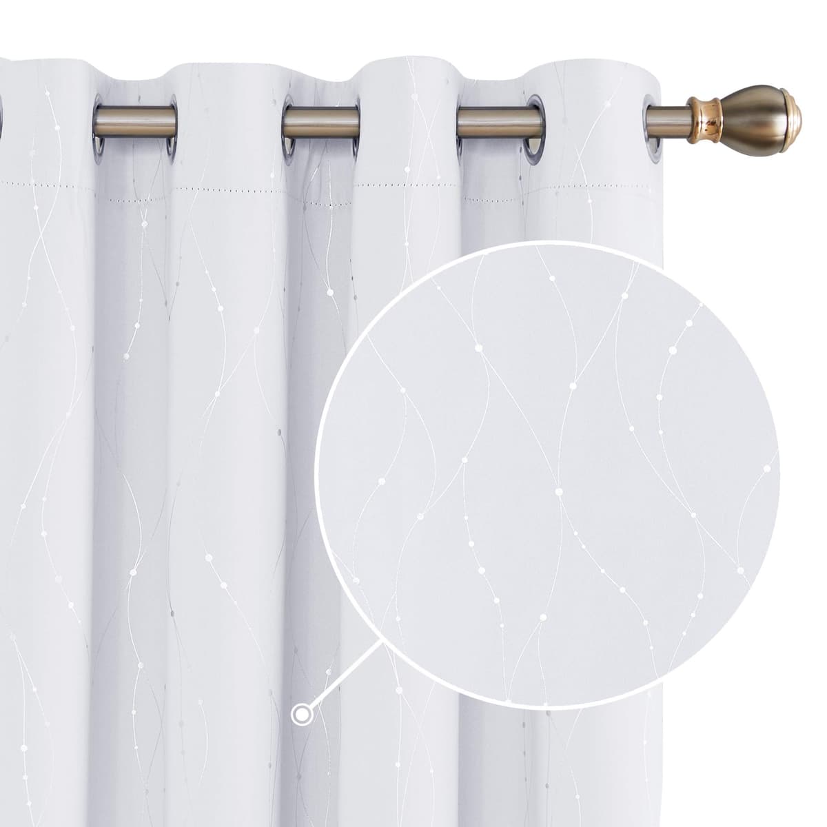 Deconovo Soft Dotted Line Foil Printed Blackout Curtains Thermal Insulated Curtains Eyelet Energy Efficiency Room Darkening Curtains for Bedroom 52 x 72 Inch Light Grey 2 Panels — view 17