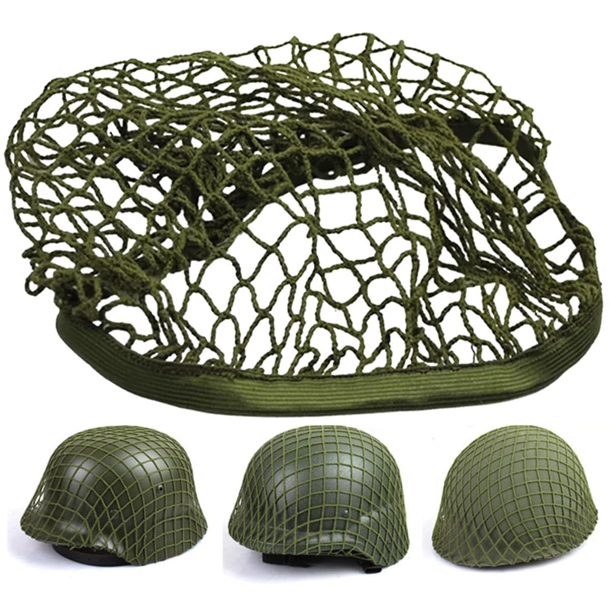 Casco de red de malla | Cabeza de red de camuflaje - Diseño de malla densa | Casco de camuflaje de utilería, cubierta con banda elástica para cascos militares, funda para cascos de airsoft — view 4