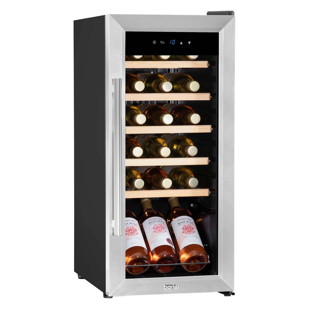 Dellonda Baridi 18 Bottle Wine Cooler Fridge with Digital Touch Screen Controls & LED Light, Stainless Steel - DH29