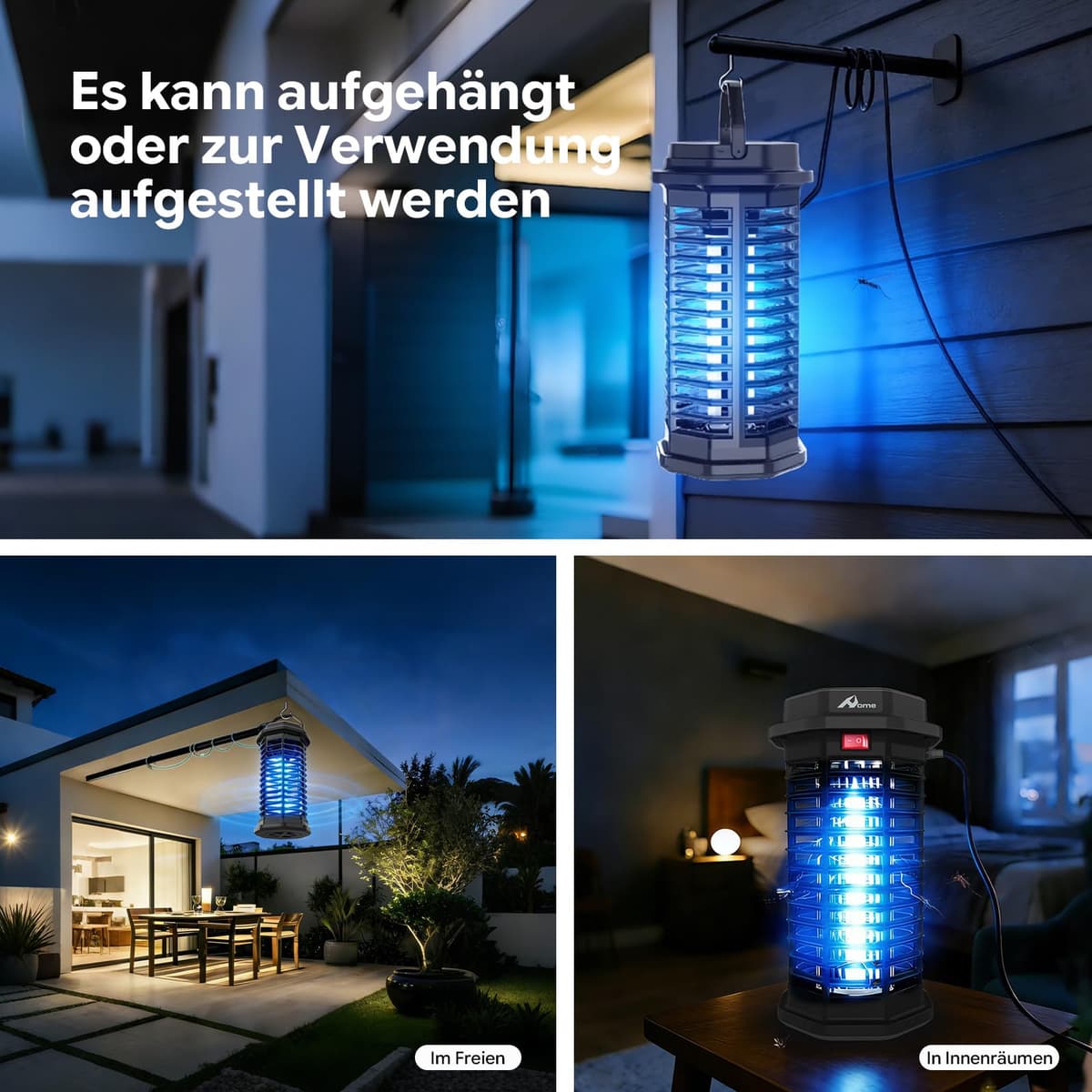 Mata Mosquitos Eléctrico, Lámpara Antimosquitos para Uso en Interiores y Exteriores, Antimosquitos Eléctrico UV 365-395 NM, IPX4 Impermeable, 4200 V, Bandeja Extraíble — view 3