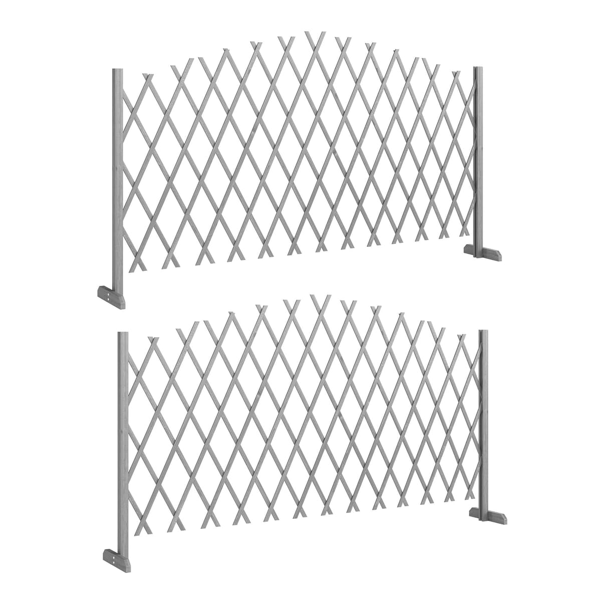 Outsunny 2 Pack Expanding Fence Panels, Wooden Freestanding Garden Fence with Adjustable Length, Stable Feet, Expandable Trellis Fencing for Indoor Outdoor Patio, 180 x 30 x 103cm, Dark Grey