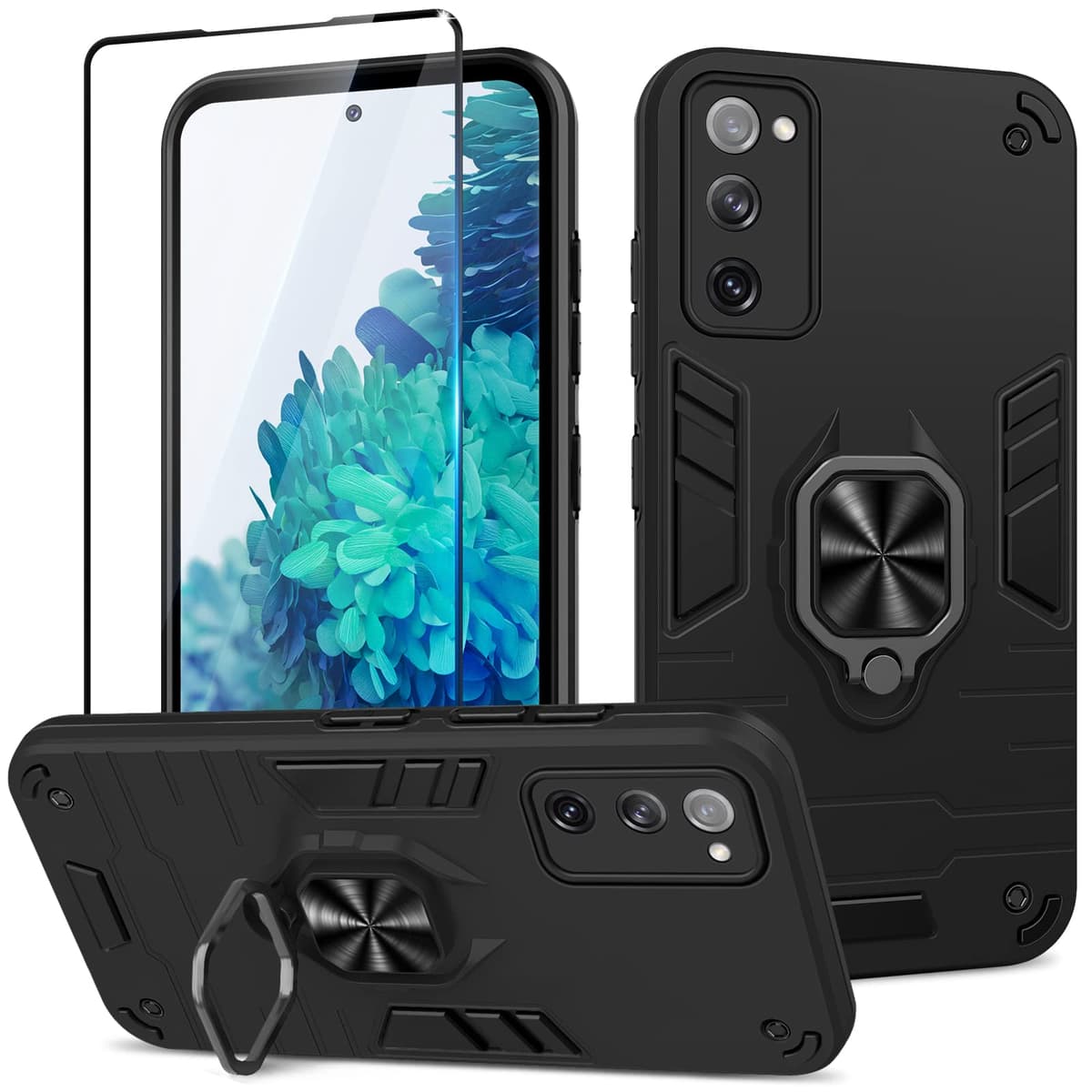 Funda para CMF Phone 2 Pro, Carcasa Antigolpes con Soporte anular metálico, Case Protectora de Grado Militar, Negro — view 338
