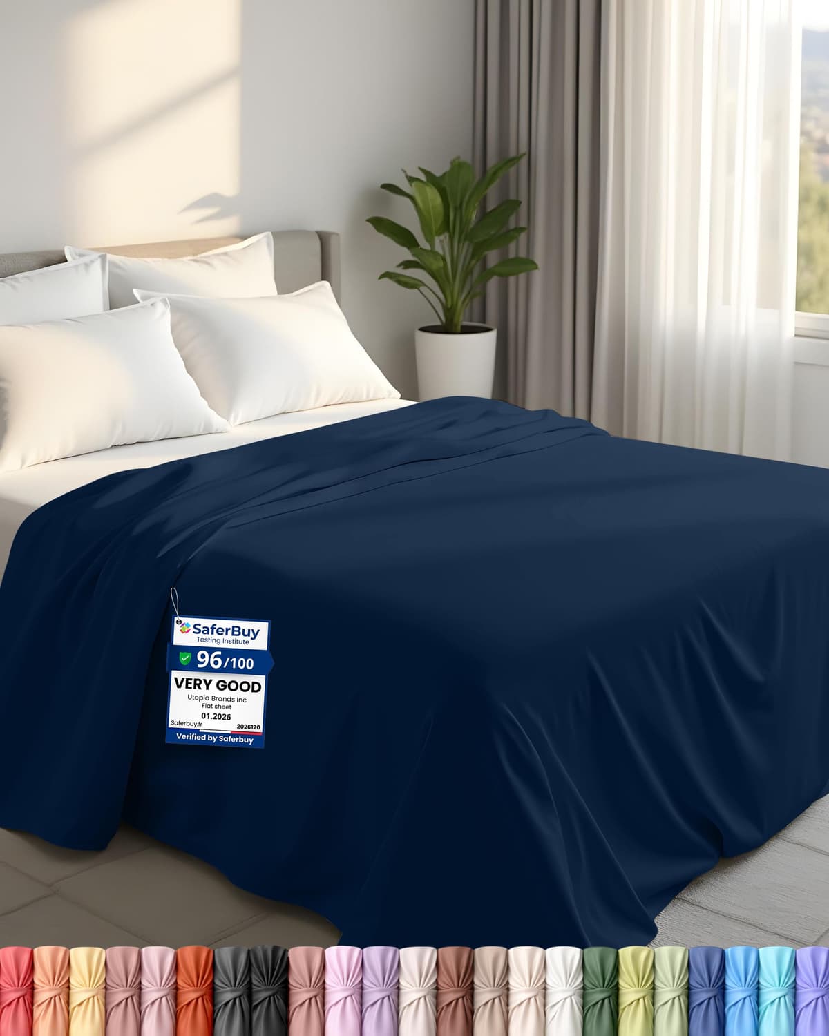 Utopia Bedding - Flat Sheet Double - Easy Care Soft Brushed Polyester - Microfiber Fabric - Wrinkle, Shrinkage, and Fade Resistant - White — view 17