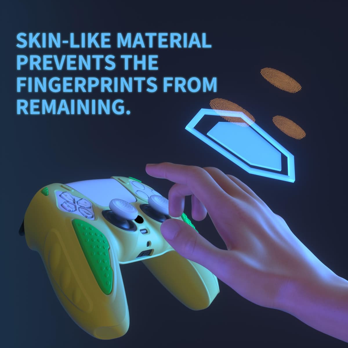 PlayVital Funda de Silicona para ps5 Mando - Carcasa de Goma Antideslizante con Tapas para Joysticks, Protector Tacto Suave, Accesorio Compatible con ps5 - Edición Knight (Leyenda Amarilla & Verde) — view 3