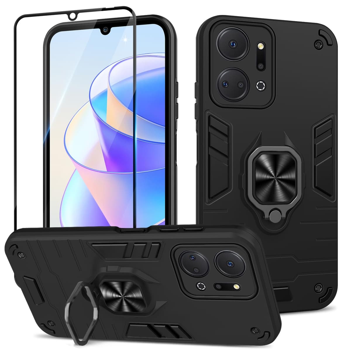 Funda para CMF Phone 2 Pro, Carcasa Antigolpes con Soporte anular metálico, Case Protectora de Grado Militar, Negro — view 1136