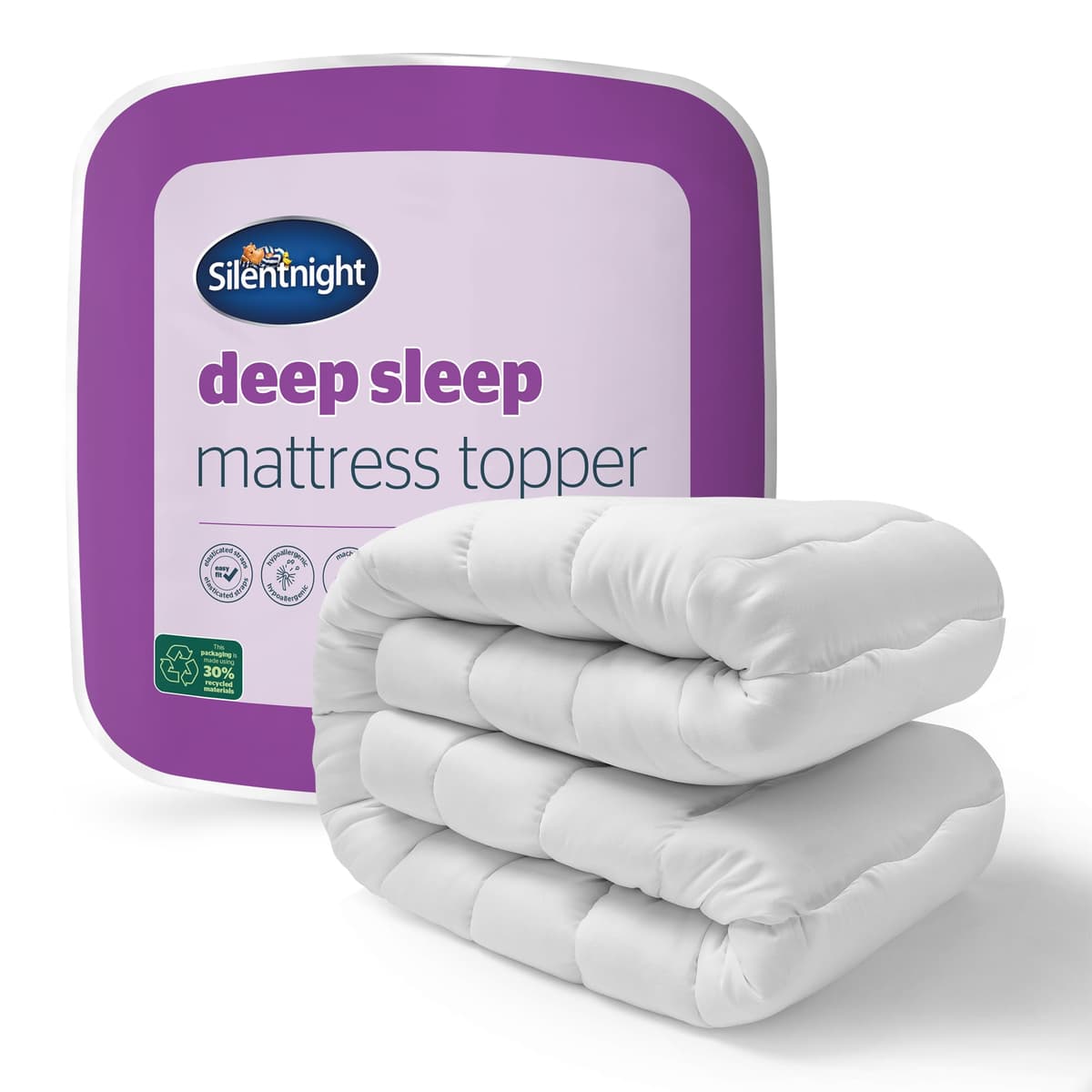 Silentnight Deep Sleep Mattress Topper Double Bed - Soft Supportive Comfortable Durable Bed Topper with Easy Fit Elasticated Straps - Hypoallergenic and Machine Washable - Double - 190x135cm — view 14