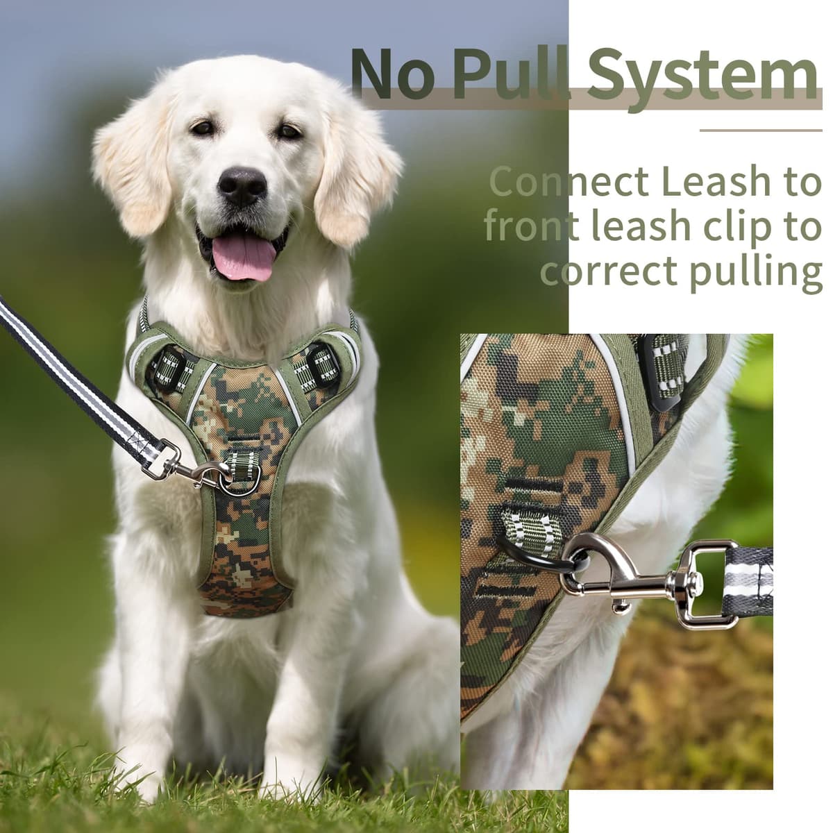 HEELE Dog Harness Medium No Pull Dog Vest Harness with Soft Handle Reflective Pet Harness for Outdoor Training Walking, Black, M — view 218