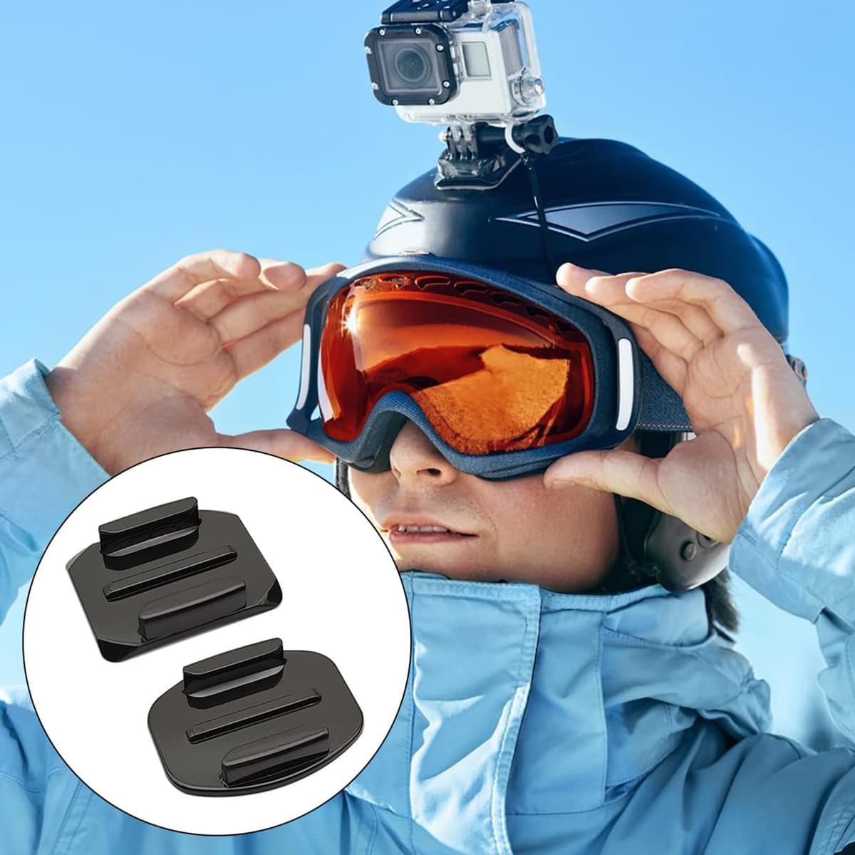 6 Paquetes Pegatina Casco Soporte 3M Adhesivo Almohadillas Hebillas Tornillo Accesorios Compatible con GoPro Hero 13 12 11 10 MAX 9 8 7 6 5 Session dji Osmo Cámaras de Acción — view 3