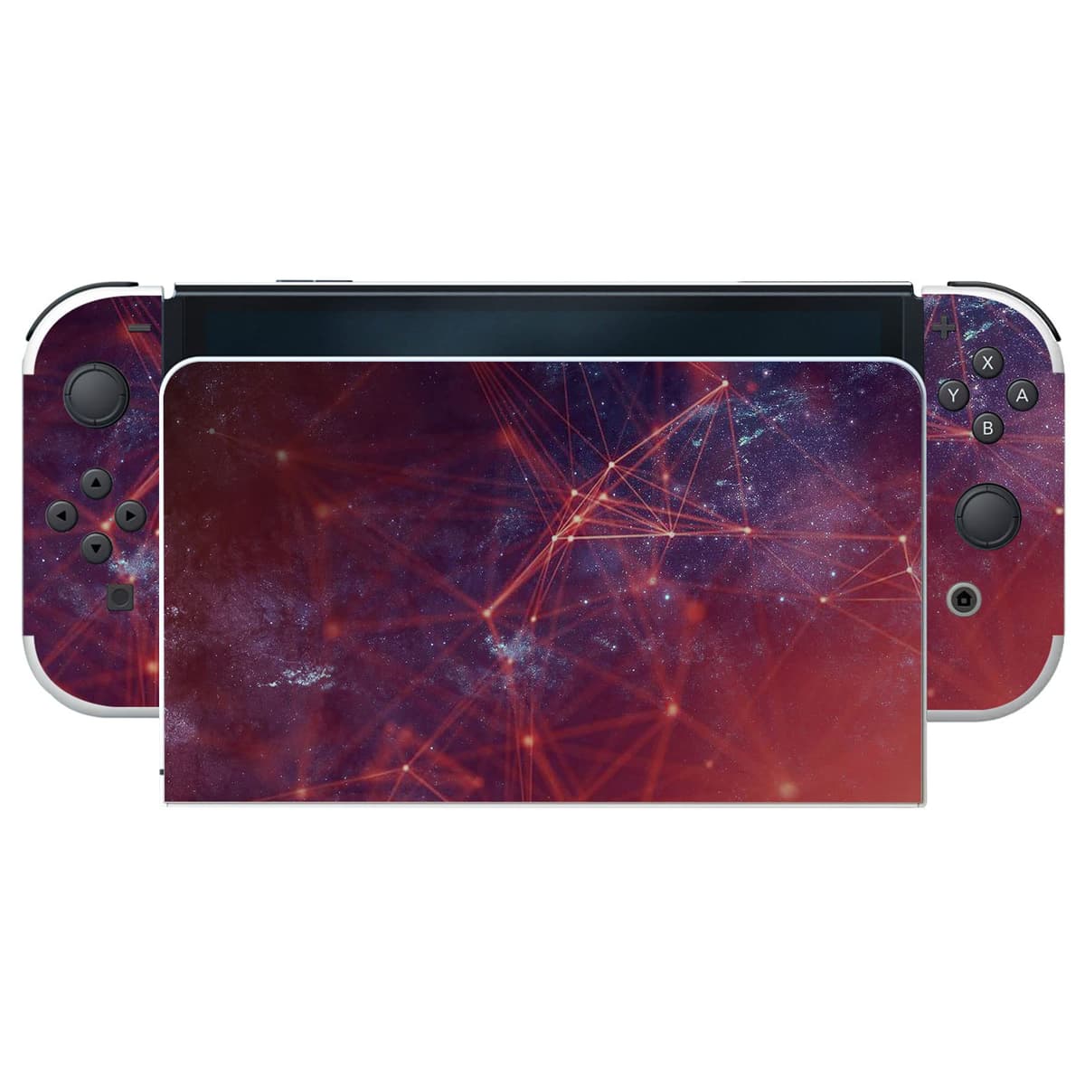 playvital Full Set Protective Stickers for Nintendo Switch OLED Model, Customized Vinyl Decal Skins for Switch OLED Console & Joycon & Dock & Grip - Nebula Galaxy — view 7