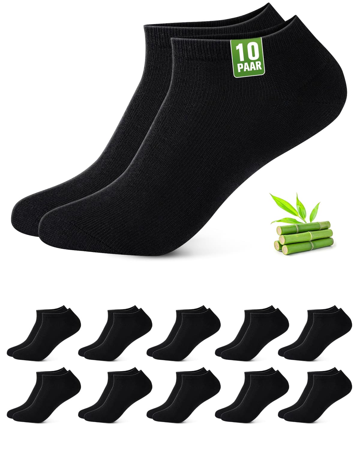 10/20 Pares Calcetines Tobilleros Hombre Mujer De Bambú – Calcetines Cortos Hombre Verano, Absorción Humedad, Ultra Suaves, Transpirables, Anti-Sudor, Negro | Blanco | Gris | Azul — view 11